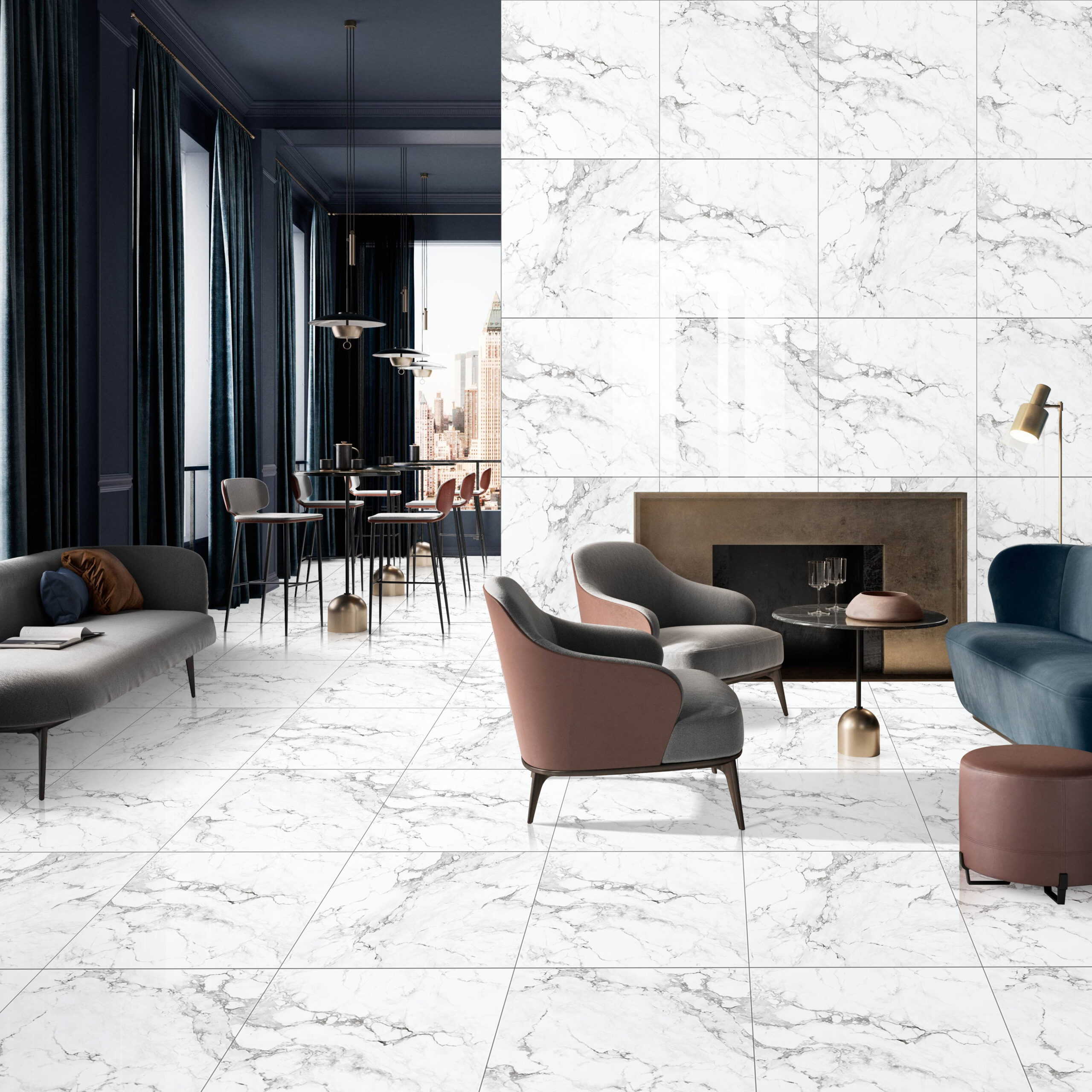 Living room Tiles At Real Granito